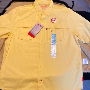 NWT Mens Large Coleman Stretch Outdoor Wear Yellow Short Sleeve Shirt